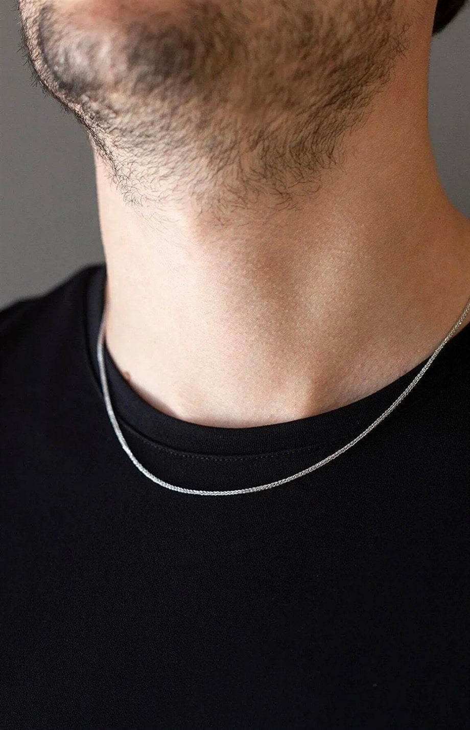 Men's stainless steel snake chain necklace, 50 cm.