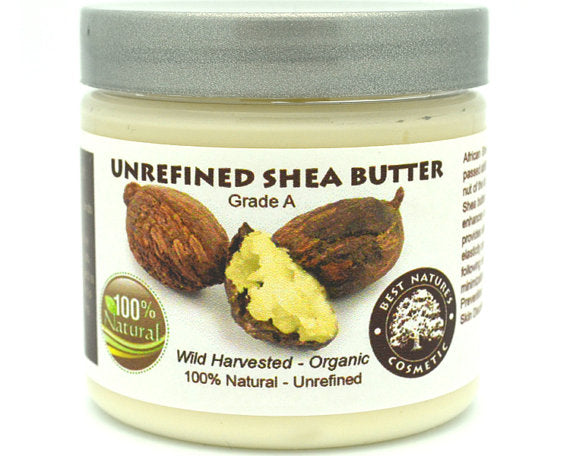 Pure organic beige shea butter, cold-pressed, unrefined