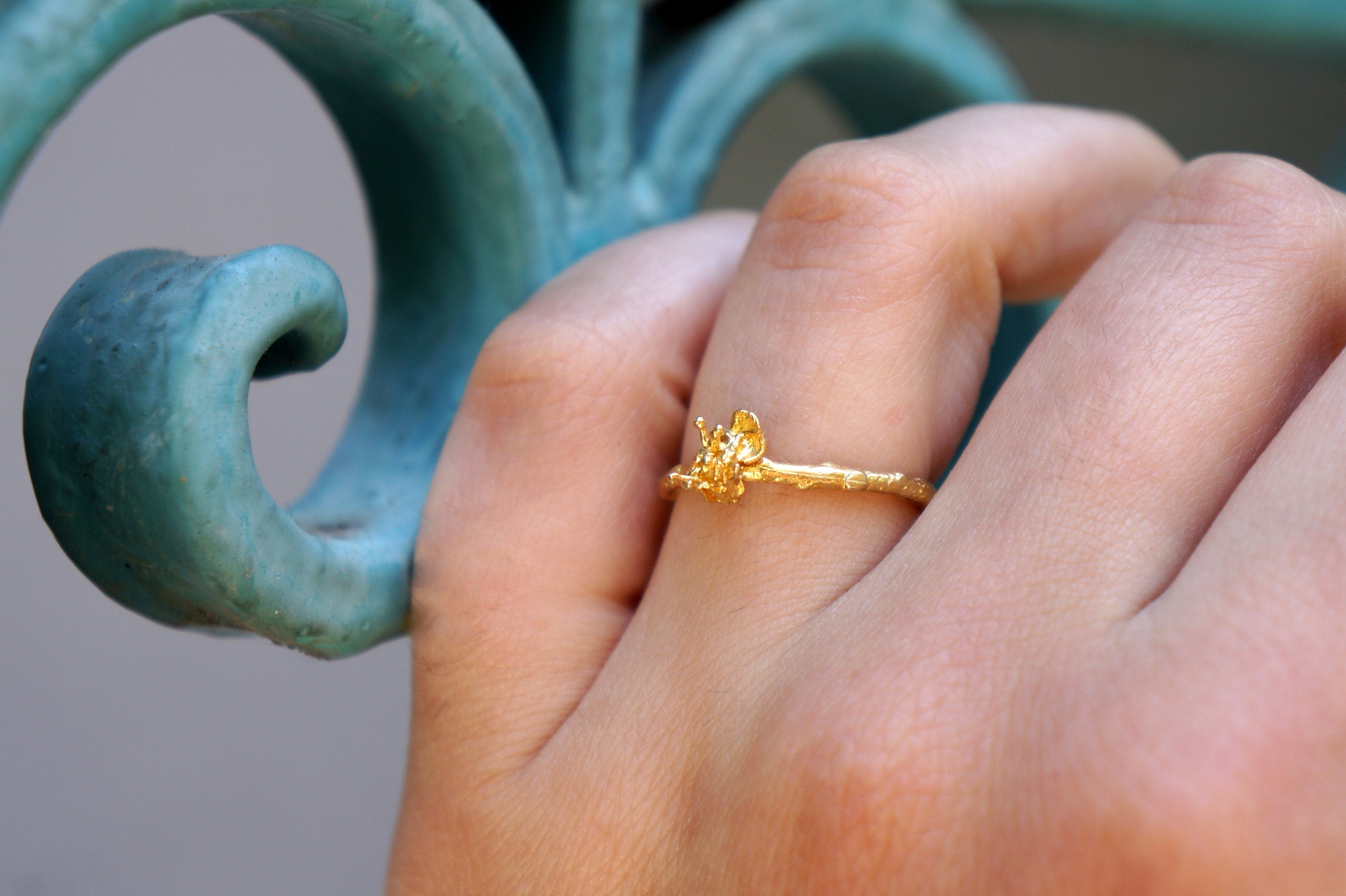 Gold Branch Ring, Solid Gold Jewelry, Twig Ring, Gold Band, Gift for